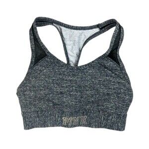 PINK by Victoria's Secret Sports Bra  Size XS Ultimate Racer Back  Black Marbled
